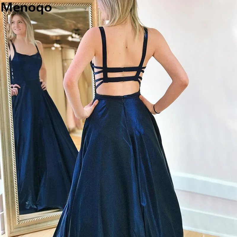 Menoqo Elegant Eveniing dresses 2019 Long Spaghetti Straps Sleeveless A-Line Formal Women Party Dresses Custom Made | Свадьбы и