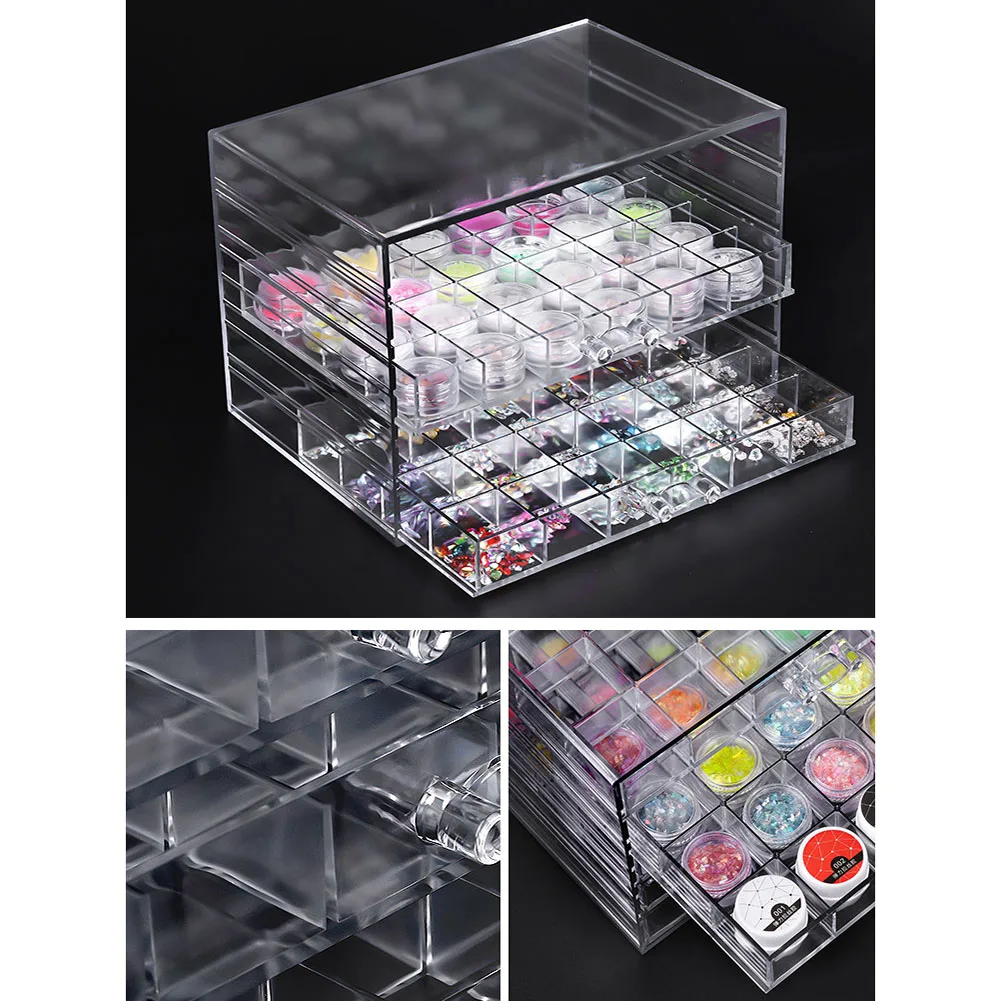 5 Layers Drawer Clear Acrylic Storage Box Nail Polish Rack Makeup