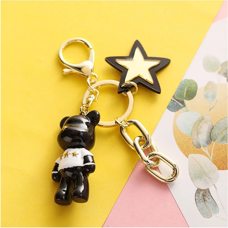 Star Bear Хмурая звезда медведь брелок кольцо для ключей для пары Сумки Украшение брелок автомобильный брелок - Цвет: Star Bear
