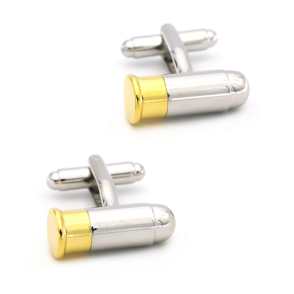 

Bullet Cuff Links For Men War Design Quality Brass Material Golden Color Cufflinks Wholesale&retail
