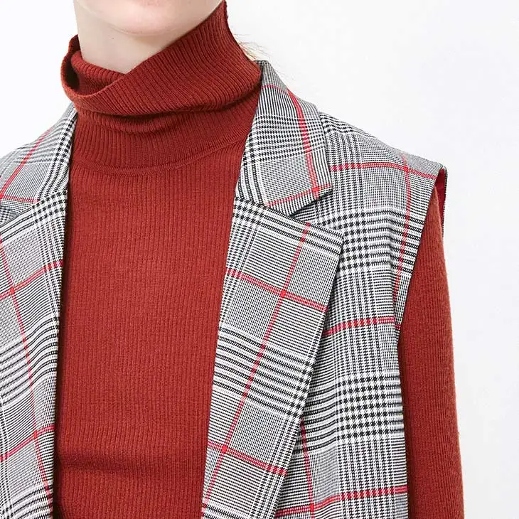 Vero Moda офисный женский жилет без рукавов с лацканами длинный клетчатый жилет | 318334502