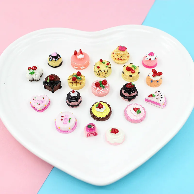 20Pcs Resin Artificial Flatback Scrapbooking DIY Miniature Cake