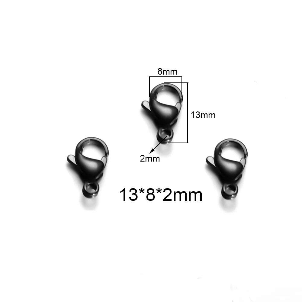13mm Semitree 25 шт. Нержавеющая сталь золотистый и черный карабины бижутерии, материал для рукоделия Цепочки и ожерелья Аксессуары для изготовления браслетов 9/10/12/15 мм - Цвет: 13mm