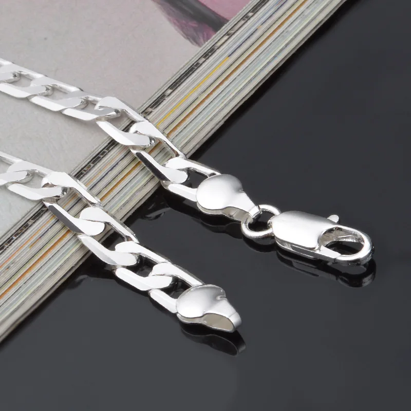 New 925 Sterling Silver Bracelet Sideways Silver Bracelet 6MM8MM10MM Bracelet Men&Women Jewelry - Image 6