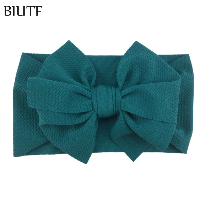 18-turquoise 20 шт/лот Изысканная широкая вафельная повязка на голову с " бантом регулируемая повязка на голову детская чалма, закрывающая уши аксессуары для волос HB104 - Цвет: 18-turquoise