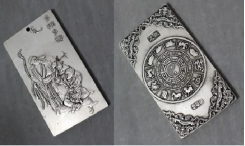 Старая китайская серебряная антикварная медная статуя Miao благословение
