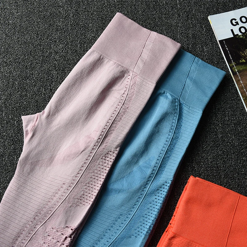 

New Women Seamless Eyelet Knit Seamless Leggings High Waist Tummy Control Workout Leggings Sport Fitness Gym Sport Yoga Pants