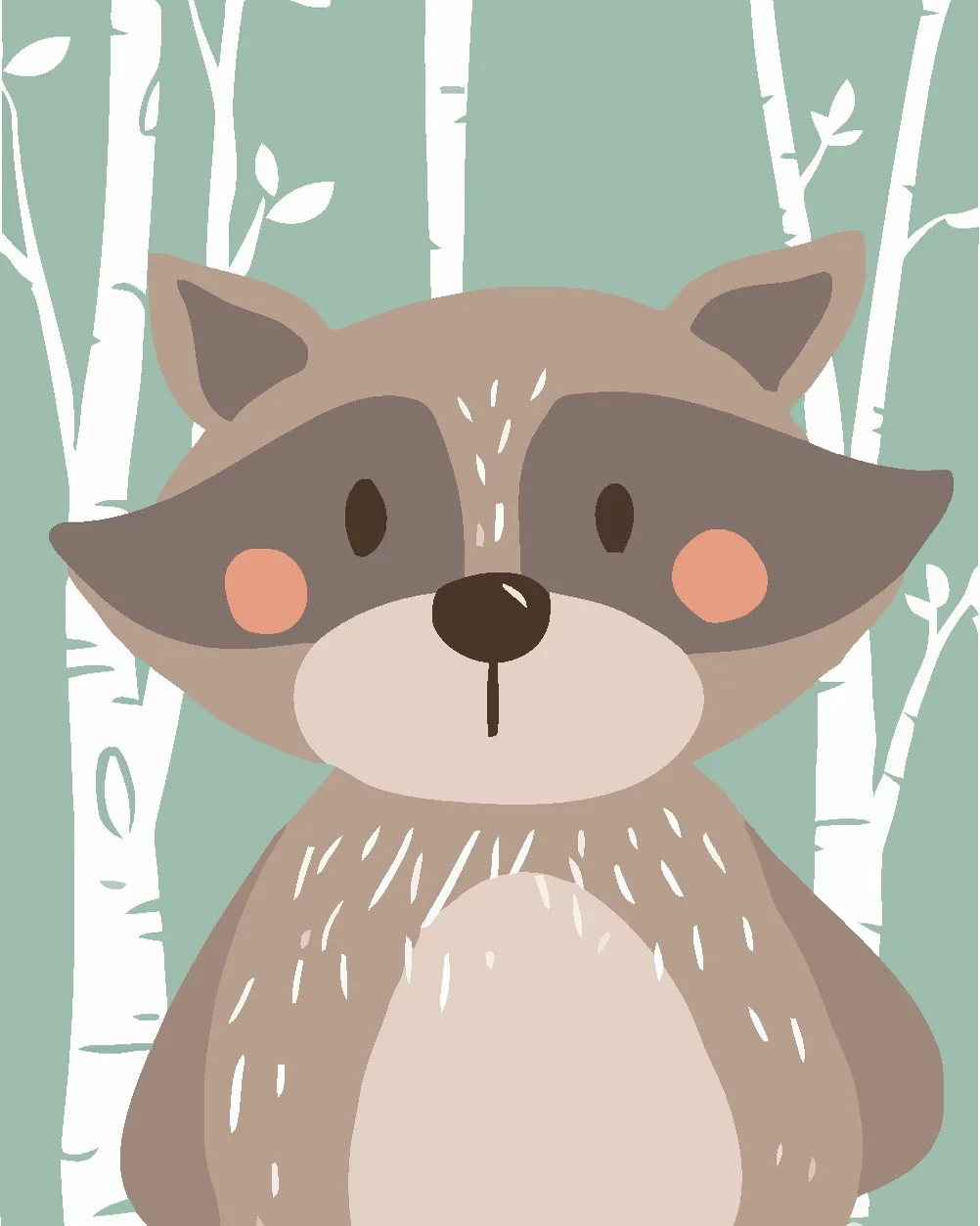 Скандинавские минималистичные украшения живопись милые животные для детей медведь лиса кролик настенные картины для гостиной аниме плакат мультфильм - Цвет: 4