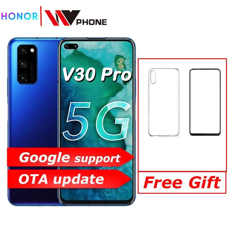 Смартфон Honor V30 Pro Kirin990, четыре ядра, 5G, 6 ГБ, 8 ГБ, 128 ГБ, 40 МП, тройная камера, 40 Вт, SuperCharge, NFC, Google play
