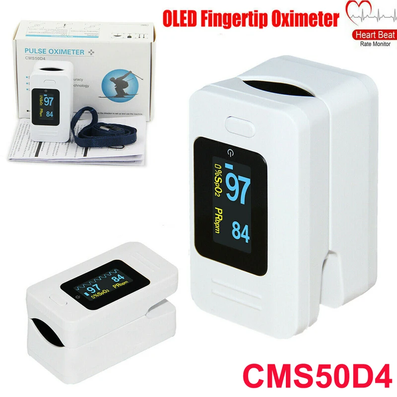 

CMS50D4 Fingertip Pulse Oximeter Portable OLED Blood Oxygen Heart Rate Monitor Home Healthy Care