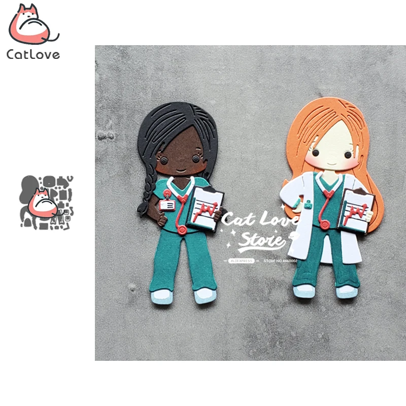 Catlove Girl-troqueles de corte de Metal para personal médico, plantilla de colección de recortes, troqueles para hacer tarjetas, manualidades en relieve, nuevas plantillas para 2020