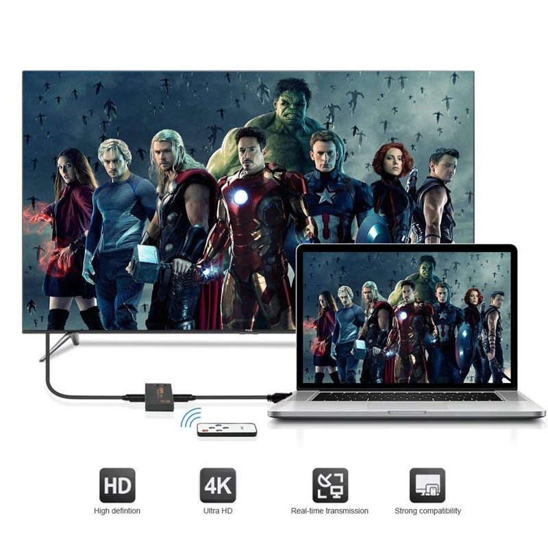 Hdmi-переключатель 3 в 1, hdmi-коммутатор, встроенный ИК-переключатель с дистанционным Hdmi-переключателем, селектор 3 в 1 Hdtv для портативных ПК