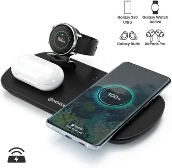 

Newdery 3 in 1 Wireless Charging Stand, Qi Wireless Charger for Galaxy Watch Active1,2, wireless charger station for Galaxy Buds