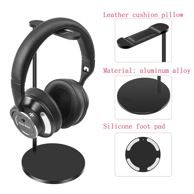 Universal Headphones Stand Holder for New Bee Headset Earphone Display Rack Hanger Bracket Aluminum Cowhide Leather Silicone Pad