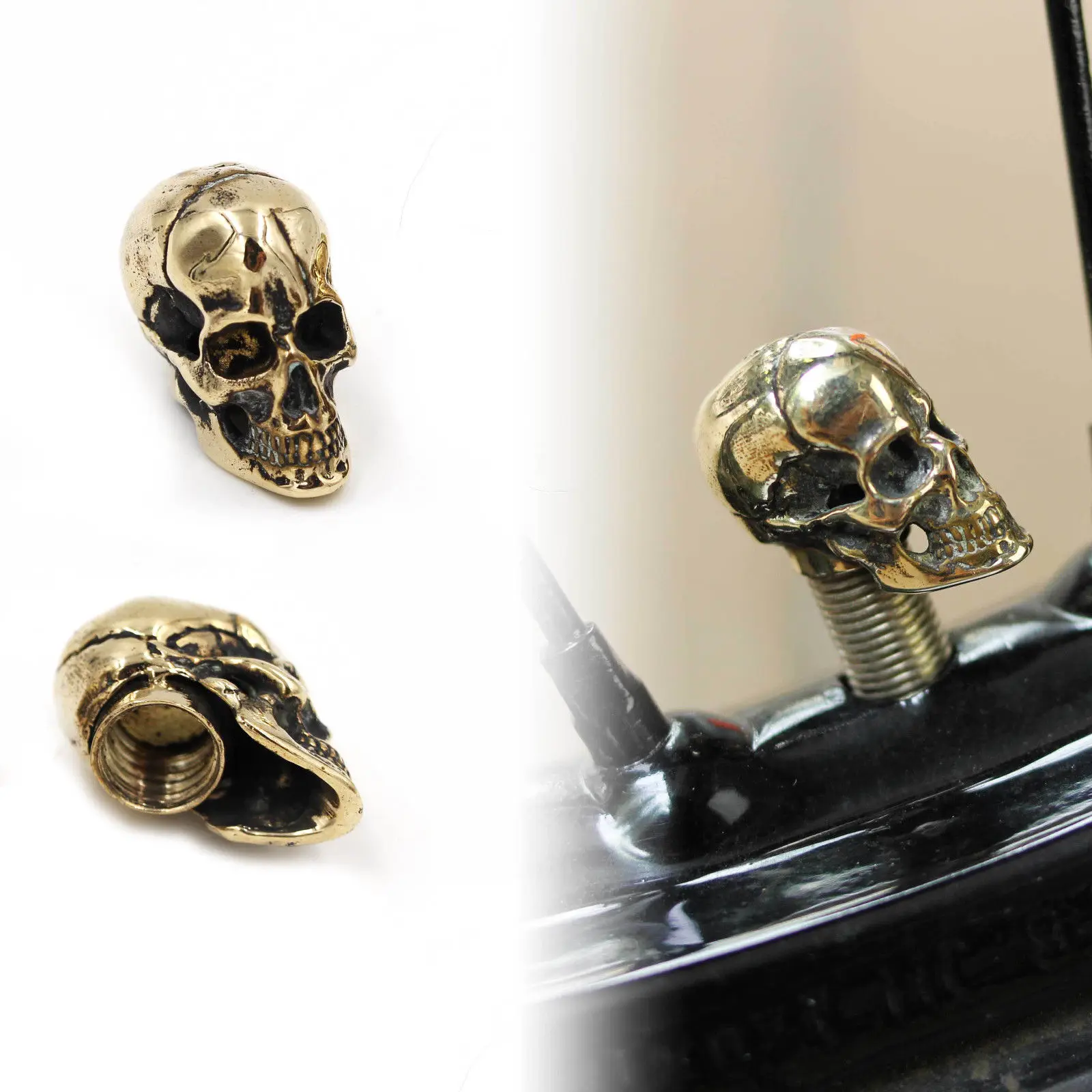 Медный череп модифицированный клапан крышка клапан мотоцикла Капот латунь ретро фитинги