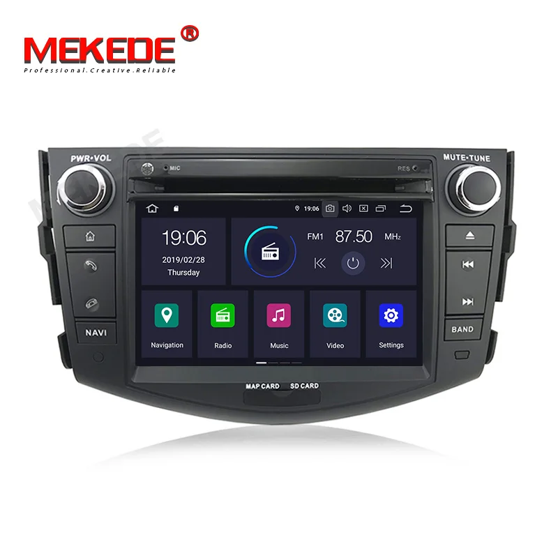 Discount HD 4+64G PX5 Android 9.0 car dvd player for Toyota RAV4 Rav 4 2007 2008 2009 2010 2011 2 din 1024*600 gps navigation wifi 8 core 1