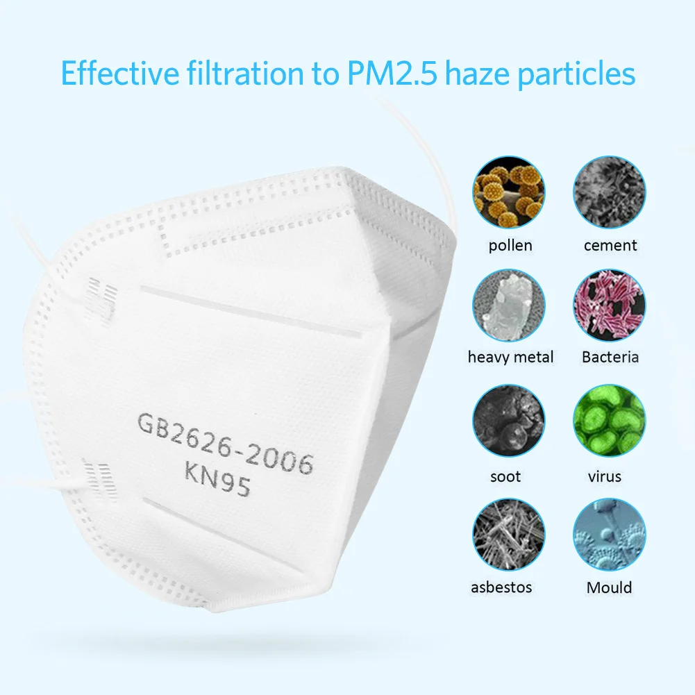 

50pcs KN95 Face Mouth Mask Disposable Mask 95% Filtration Non-woven Fabric Protective Masks for Dust Particles Pollution