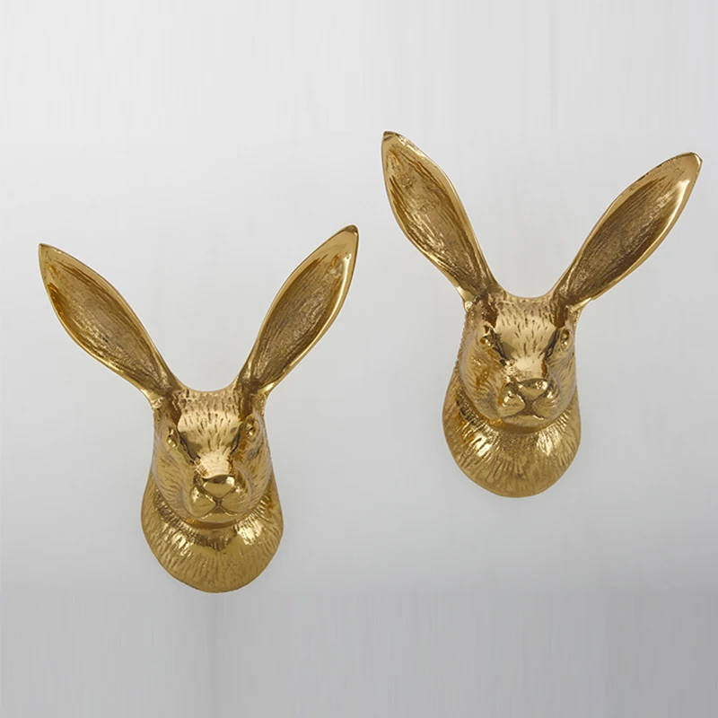 Animal shape Brass creative hook American decoration cute rabbit head coat  hook multifunctional storage rack - AliExpress