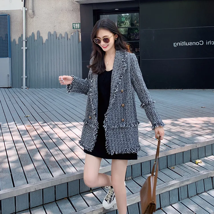 

Photo Shoot Main Push 2019 Early Autumn New Style Tweed Small Suit Coat Women's Loose-Fit Versatile Debutante Graceful Tops