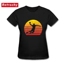 Handball Vintage puesta de sol diseño mujer camiseta nueva moda deportes al aire libre de manga corta Camiseta entrenamiento partido camisetas de 100% algodón