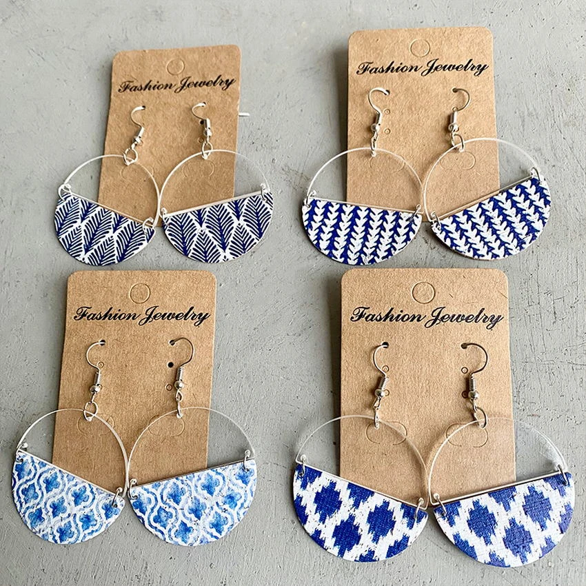 Split Hinged Clear Acrylic and Cork Half Circle Earrings for Women 2022