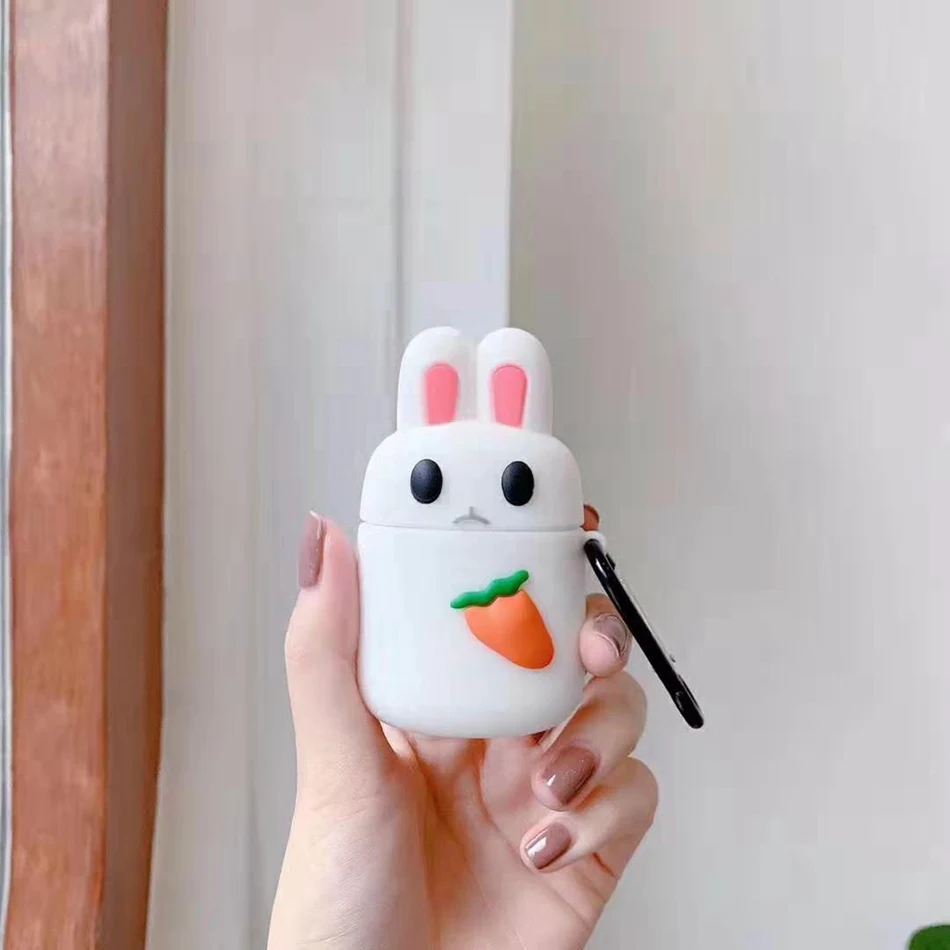Чехол для AirPods с милым 3d-изображением животных из мультфильмов, чехол для Airpods 2/i10/i11 TWS, защитный чехол на крючок карабина