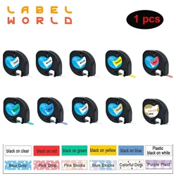 1PCS multicolor Label tapes Compatible for DYMO LetraTag 12mm*4m LT12267 91201 91202 91203 91204 91205 for Dymo LT-100H printer