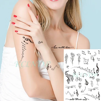 

Waterproof Temporary Tattoo Sticker Musical Symbol Letter Arrow Hand Bike Pattern Fake Tatto Flash Tatoo Art for Kids Women Men