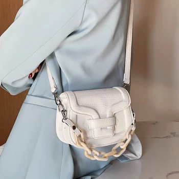 

vintage alligator saddle women shoulder bags designer chains handbags luxury pu leather crossbdoy bag lady small square purses