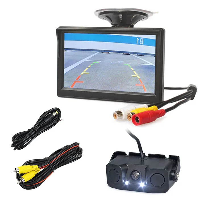 DIYKIT 5 дюймов TFT ЖК-дисплей автомобильный монитор+ Водонепроницаемый Видео парковочный радар Датчик Автомобильная камера заднего вида+ динамик - Название цвета: conventional connect