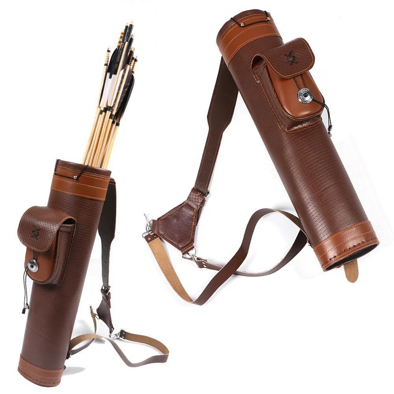 

Traditional Cow Leather Archery Back Quiver Holder Bag Adjustable Straps