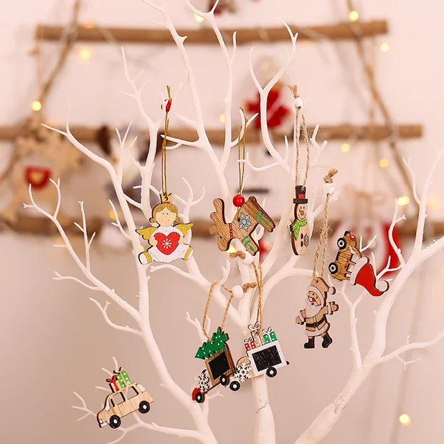 12 Pcs Wooden Christmas Tree Decorations 3