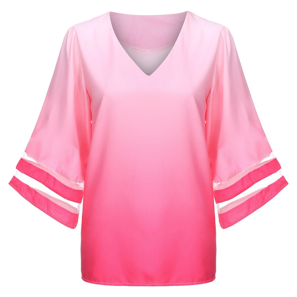 JAYCOSIN Fashion Loose Blouse V-Neck Women