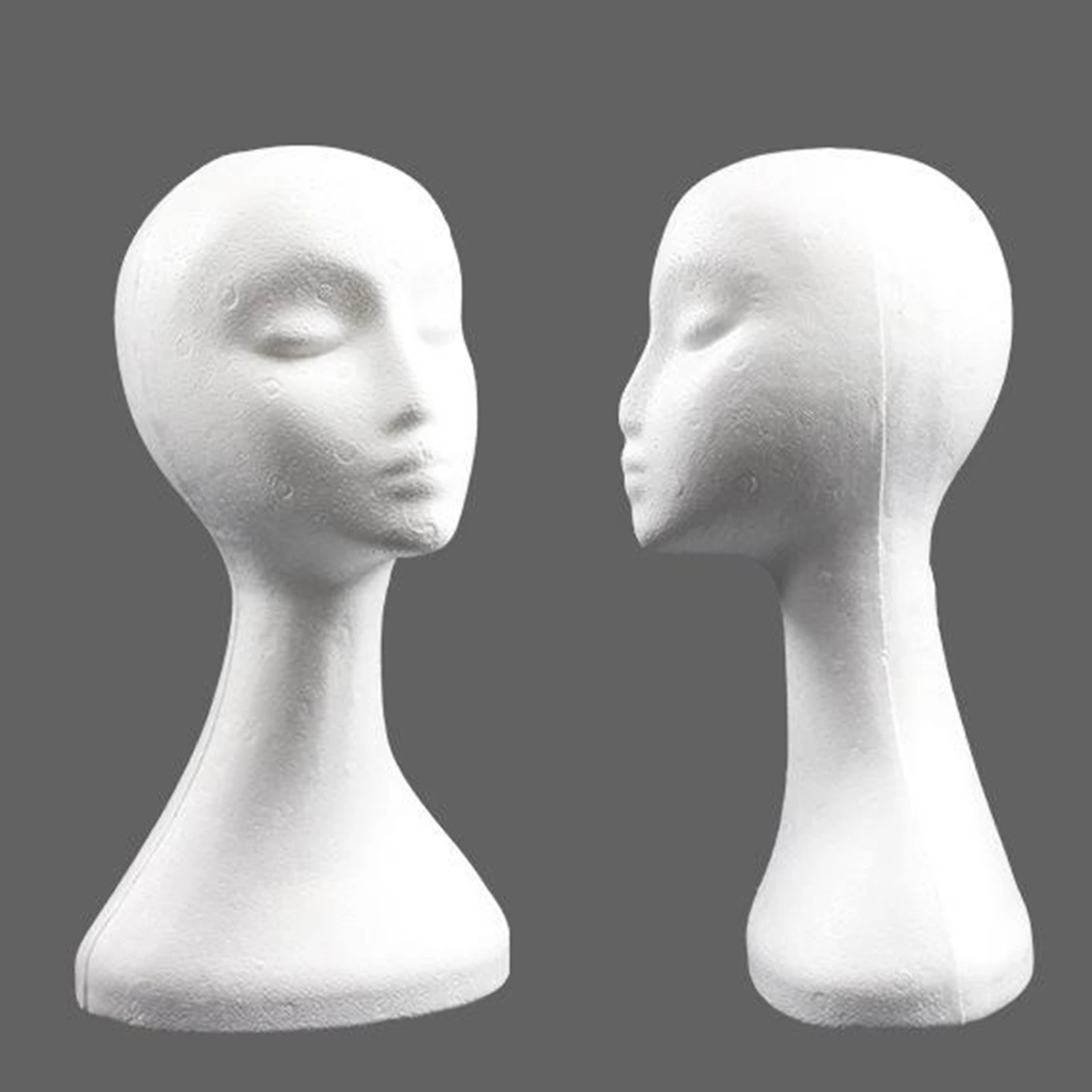 19.5'' Inch Styrofoam Female Wig Head Mannequins Manikin Style Model & Display Women's Wigs Hats & Hairpieces Stand