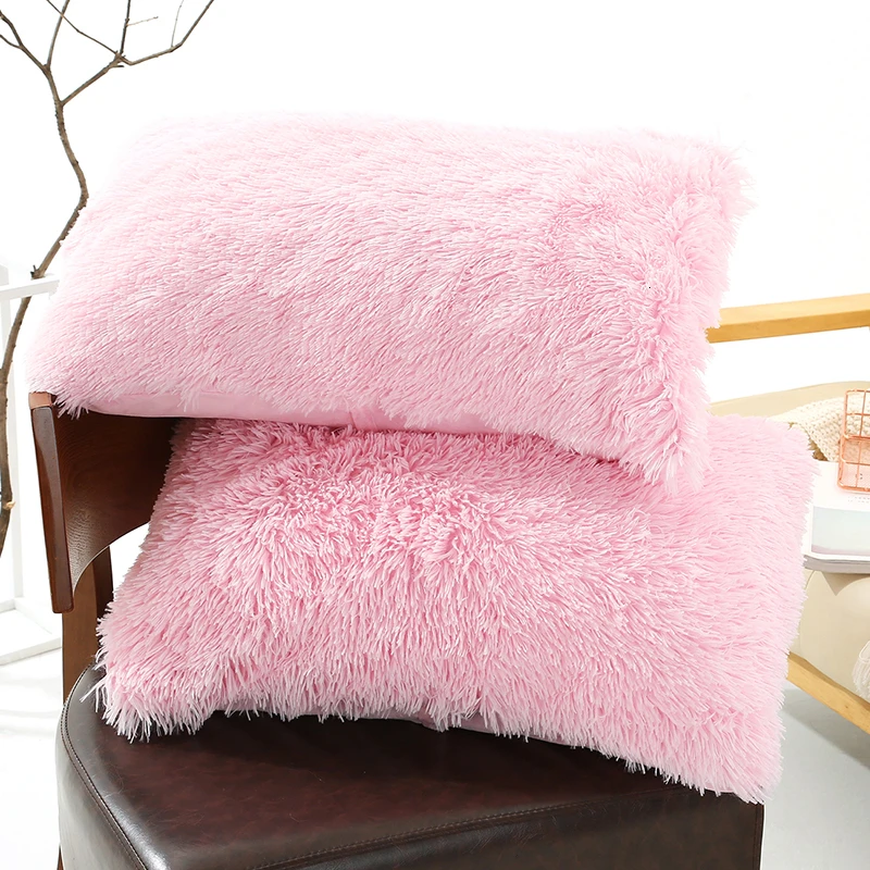 50x70 см мягкий удобный пушистый однотонный плюшевый чехол для дивана, зимний теплый чехол для подушки, товары для домашнего декора - Цвет: Light Pink