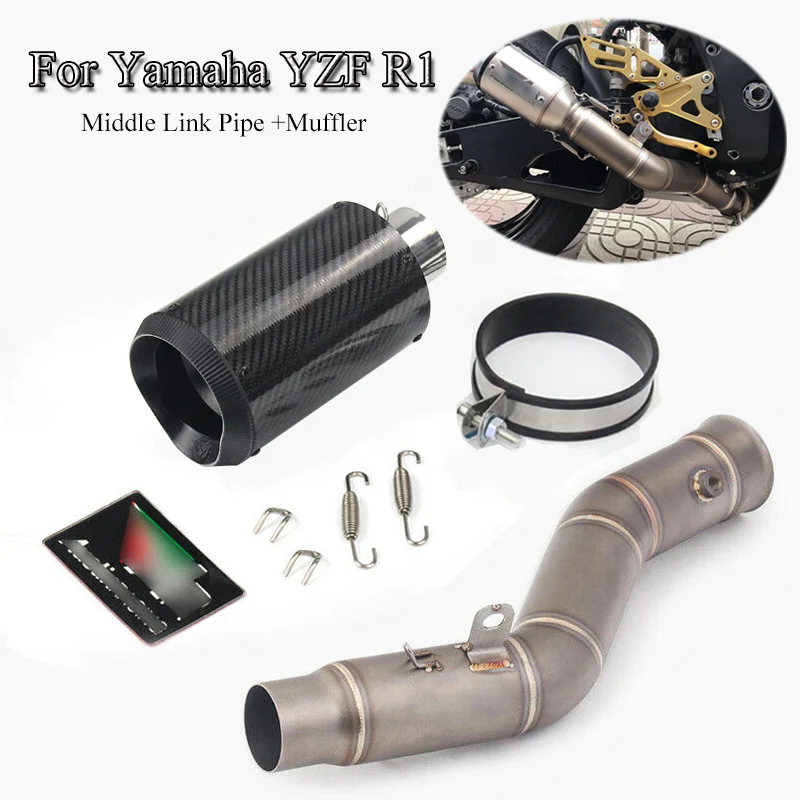 

For Yamaha YZF R1 2009-2014 Motorcycle Exhaust System Middle Connecting Link Pipe + Muffler Tip Pipe R1 Scooter ATV Bike Slip On