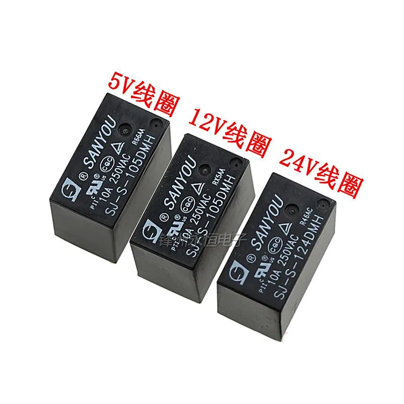 Оригинальное новое реле мощности SANYOU SJ-S-105DMH 5 в пост. Тока 12 24 4 контакта 10 А |