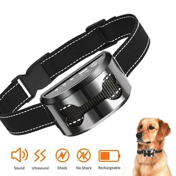 

Rechargeable Pet Dog Anti Bark Collar Control Train Waterproof Stop Barking USB Charge Dog Waterproof Ultrasonic Training Collar