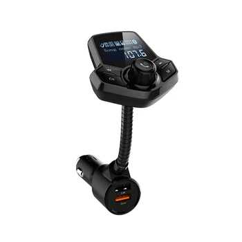 

YIBEIKA With 5V 2.4A dual USB QC3.0 FM Transmitter Wireless Bluetooth Car Kit Aux Modulator 360 Rotatable Car MP3 Audio