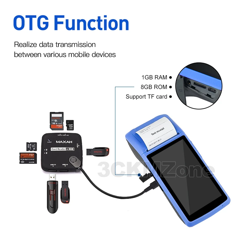 Wifi Handheld Terminal POS Android PDA device Bluetooth Thermal Printer 58mm NFC Bluetooth Wireless