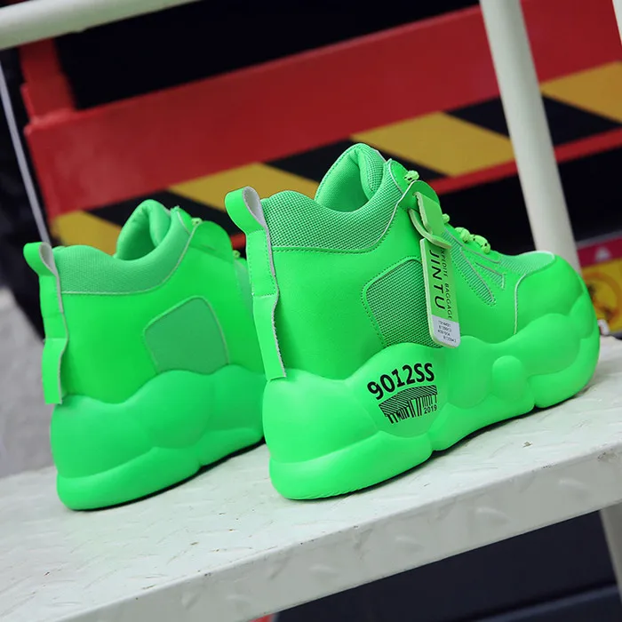MM1020 Green Г. Осенние женские кроссовки, увеличивающие рост сетчатые высокие Сникеры на платформе 9,5 см, повседневная обувь на танкетке дышащие ботинки с массивным каблуком - Цвет: MM1020 Green