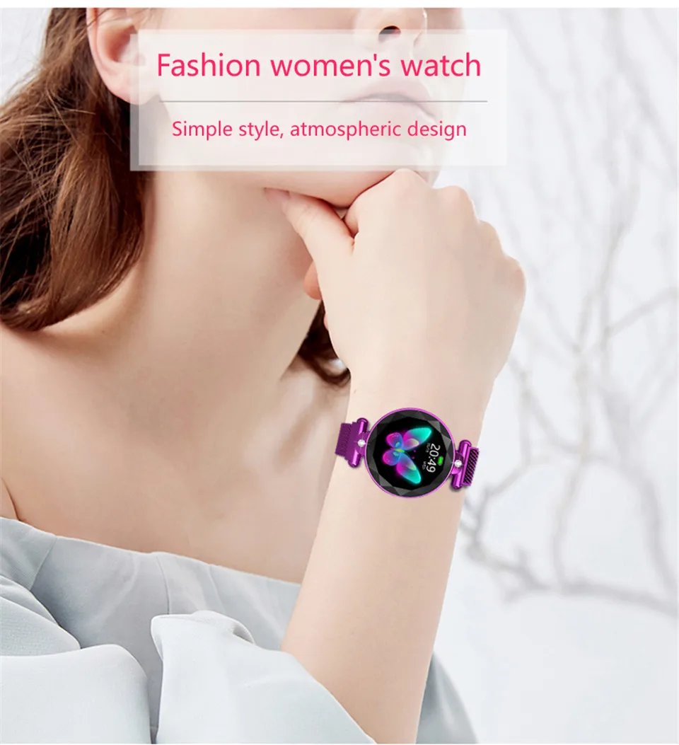 GIAUSA Для женщин модные часы Smart Watch алмазный отрезной монитор сердечного ритма крови Давление Фитнес трекер подарок часы для леди