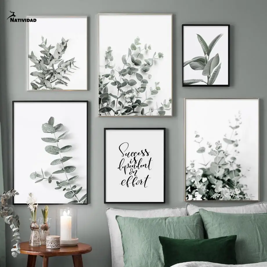

Eucalyptus Rubber Green Plant Leaves Art Posters and Prints Nordic Modern Canvas Painting Wall Pictures Living Room Home Decor