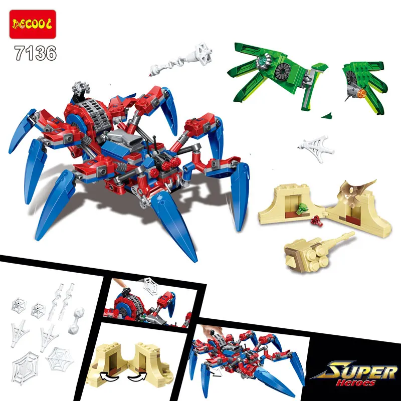 Цена Новые Супергерои Марвел совместимы с legoly 76113 Человек паук велосипед спасательные фигурки строительные блоки кирпичи игрушки для детей