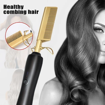 

New Hair Straightener Flat Irons brush hair straightener comb hot Styler straight curling hair curler comb