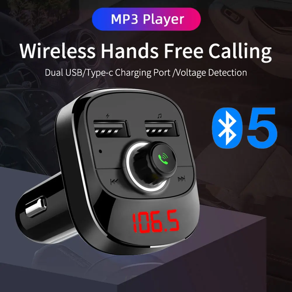 Двойной USB быстрая зарядка Автомобильный MP3-плеер fm-передатчик комплект Bluetooth 5,0 громкой связи TF карта CVC технология для Android IPHONE