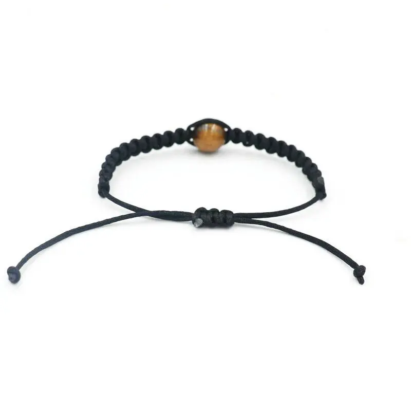 10mm Tiger Eye Stone Onyx Lava Stone Reiki Chakra Bracelet Men Black Rope Thread Braid Bracelets For Couples viking bijoux