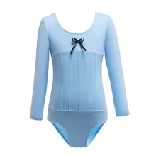 Детская одежда, костюм для девочек в сдержанном стиле цельное платье одежда с длинным рукавом и круглым воротником, гимнастика, танцы одежда для выступлений балетные Танцы костюм