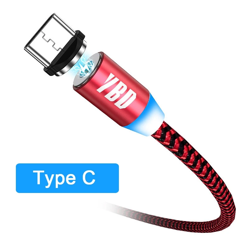 Оранжевый YBD 2 м 1 м Магнитный кабель для зарядки, Micro USB кабель для iPhone XR XS Max X магнит зарядное устройство Тип C светодио дный LED зарядки провода шнур магнитная зарядка usb кабель type cзарядка для айфона micro usb - Цвет: Оранжевый