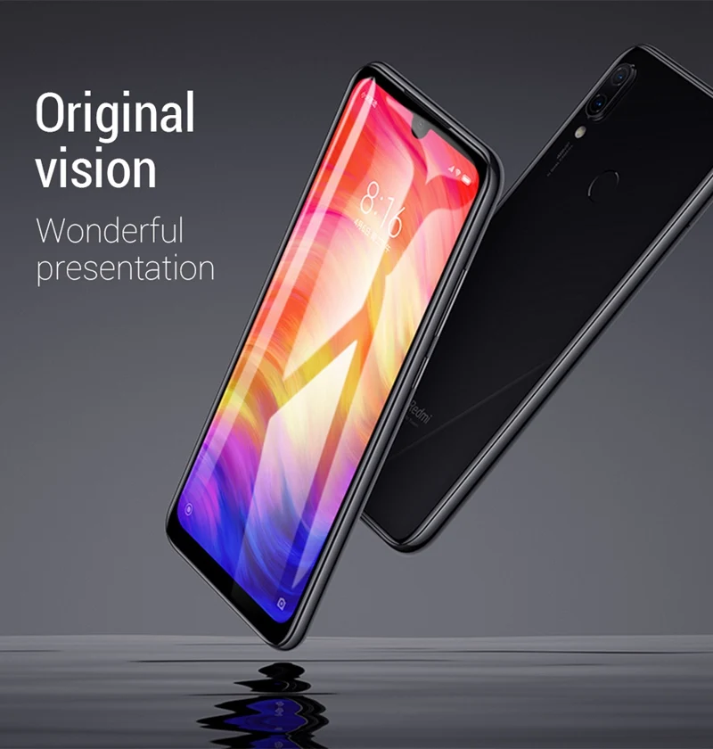 2 в 1 Защита экрана для Xiaomi Redmi Note 7 стеклянная пленка камеры Быстрая доставка